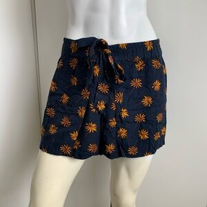 Madewell size medium Daisy navy blue elastic waist tie shorts